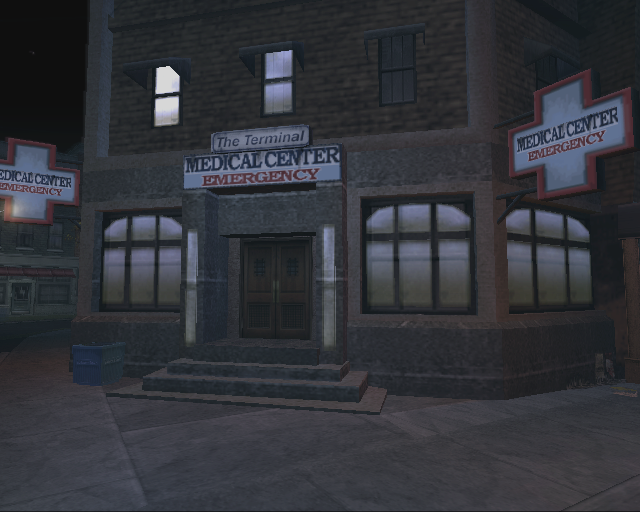 The front of the infirmary in Bullworth Town has two lights at the front for non-existing windows, as well as different-shaped lights. The front of the infirmary in Bullworth Town has two lights at the front for non-existing windows, as well as different-shaped lights.