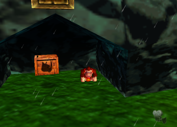 The banana is at the position of Donkey Kong but far under the map