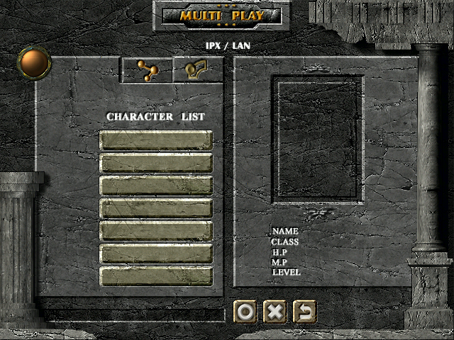 Select multiplayer character screen.