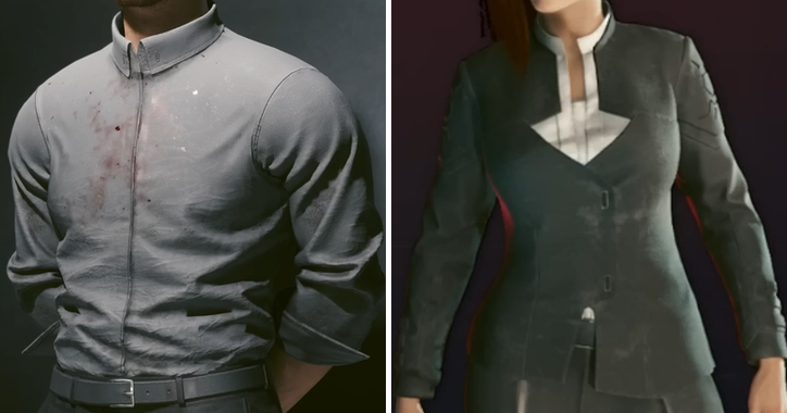 Left, Ruined Suit (male version) Right, Dirty Suit (female version) Left, Ruined Suit (male version) Right, Dirty Suit (female version)