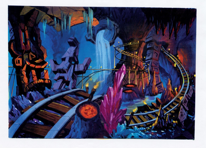 Concept art of an unused cave level (colored) Concept art of an unused cave level (colored)