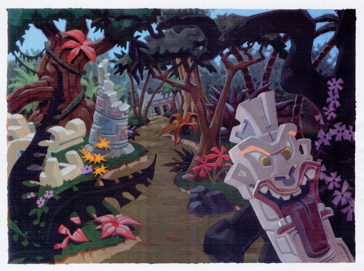 Concept art of a jungle level (colored) Concept art of a jungle level (colored)