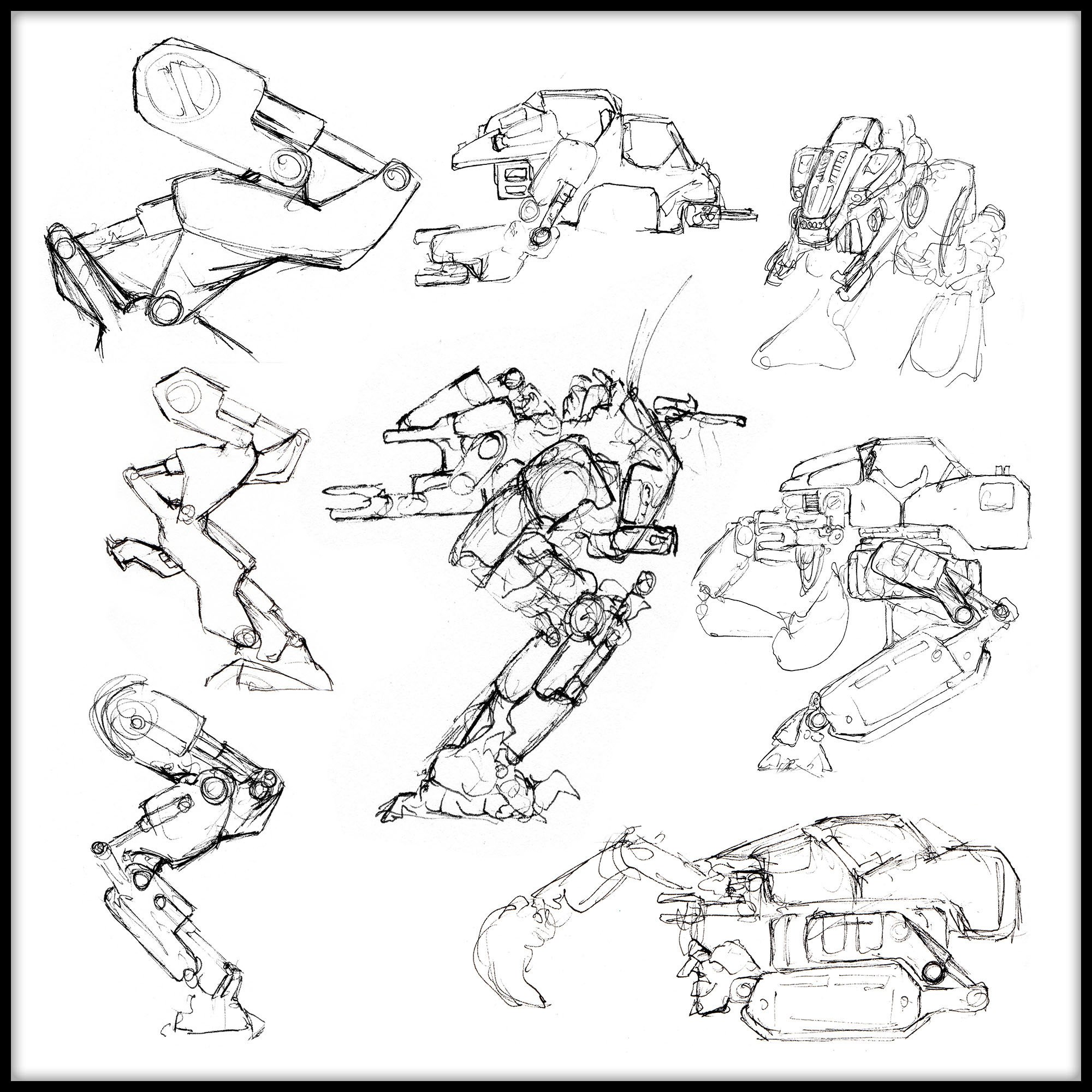 Concept art displaying the cut Walker Mech.