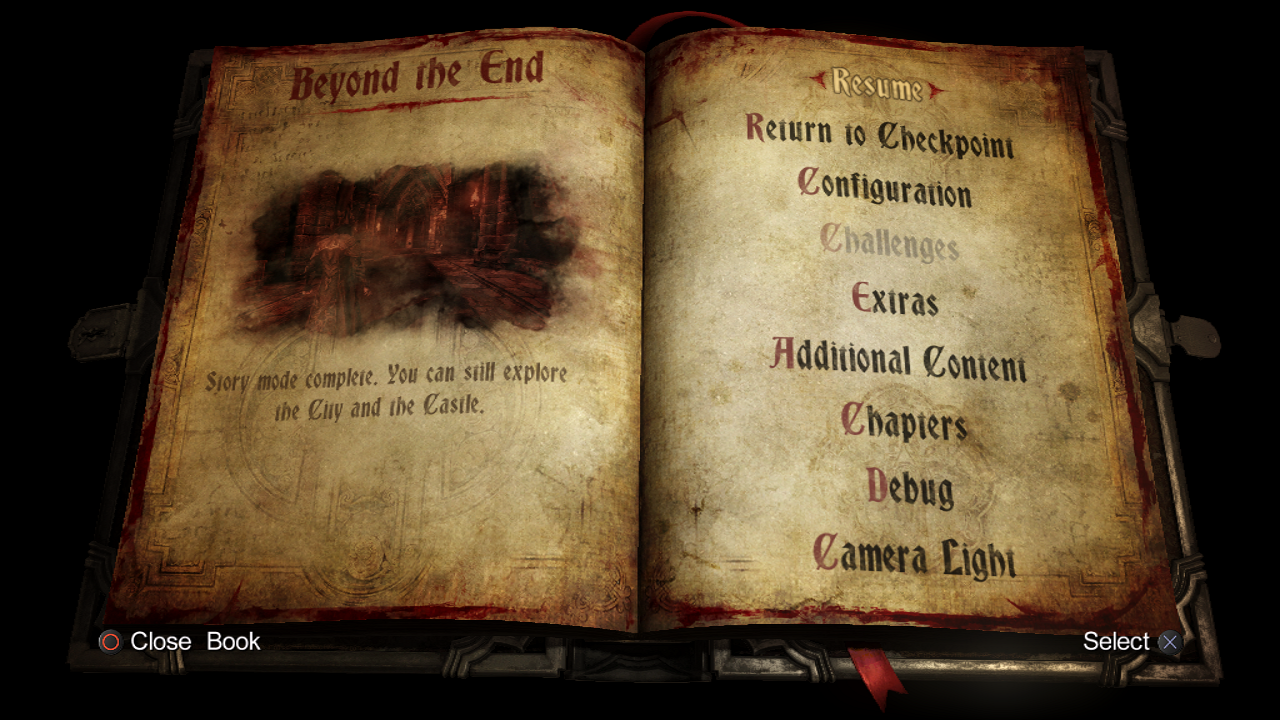 Chapters, Debug and Camera Light inside the Pause Menu. Chapters, Debug and Camera Light inside the Pause Menu.