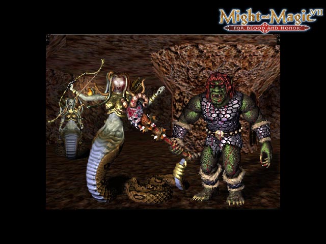 Both Might and Magic VII and Heroes 3 use the same Medusa model, the render at the back is similar to a frame of animation from MM7 while the one on the front to a frame from HoMM3.