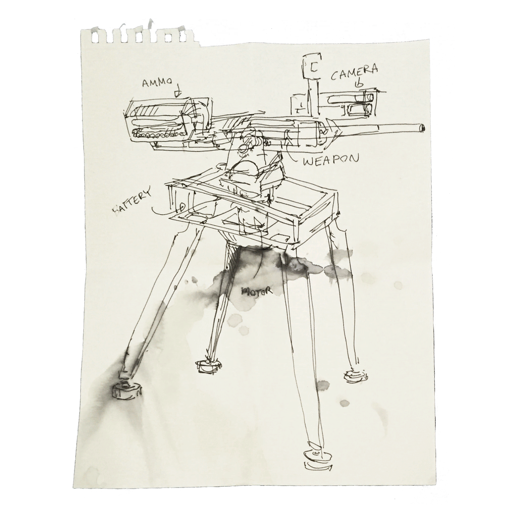 Anatomy sketch of a sentry turret
