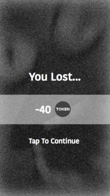 Early concept of a loss screen showing the player losing tokens. This was later changed to losing remnant, which is now removed entirely.