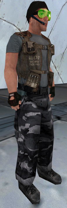 EDF Sapper with green-tinted goggles. EDF Sapper with green-tinted goggles.