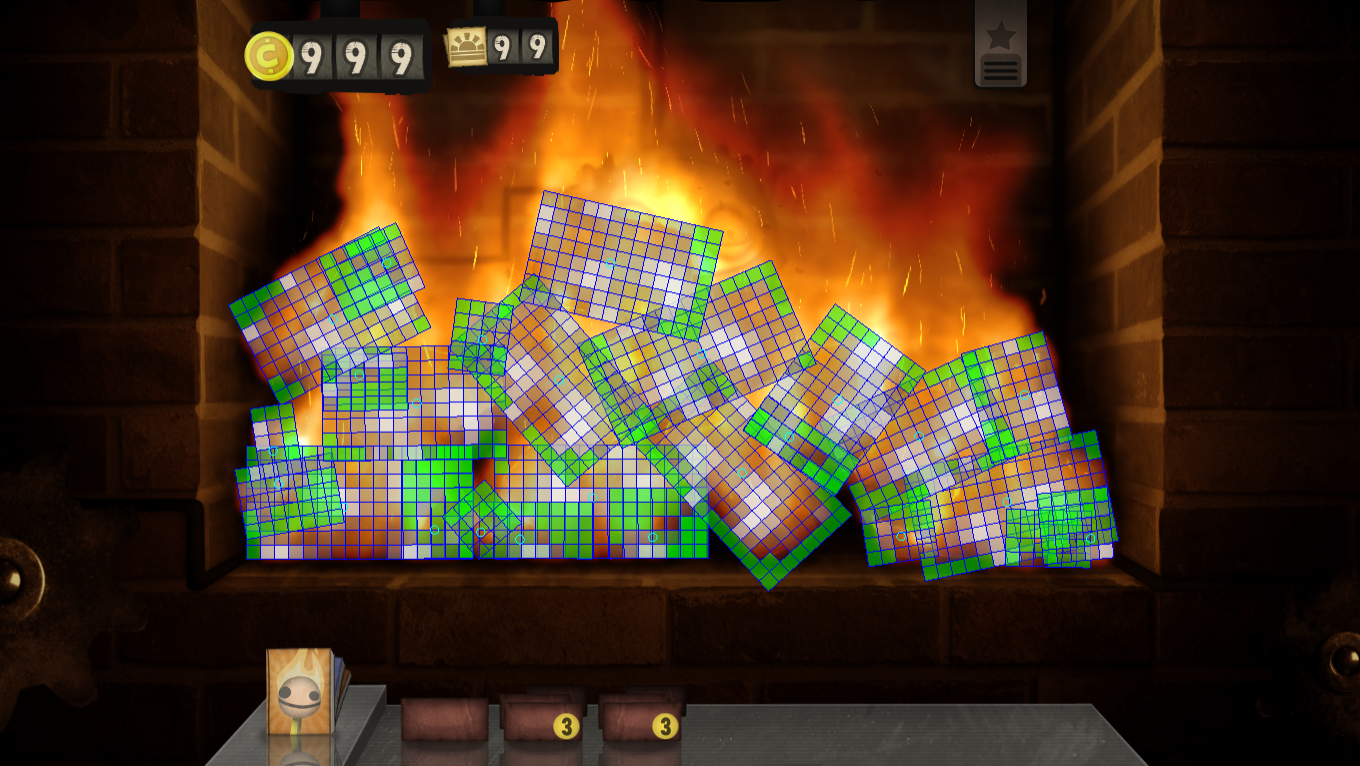 Mode 3 shows the deterioration level of objects in the fireplace.