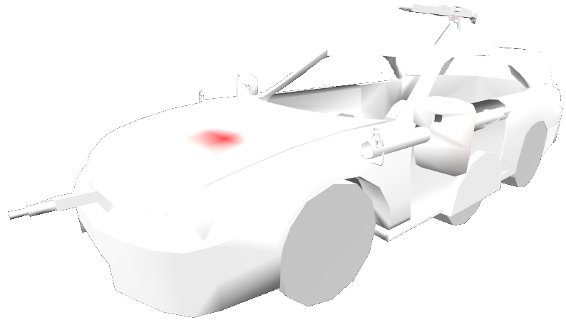 A view at the front of the Default Vehicle.