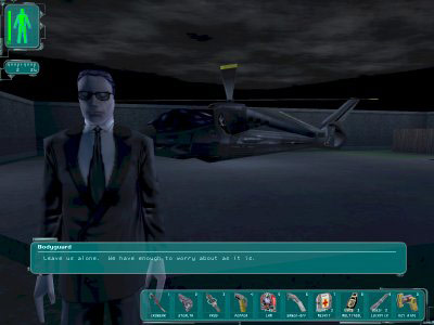 Walton Simons' bodyguard at the helipad with cut line; "Leave us alone. We have enough to worry about as it is.".