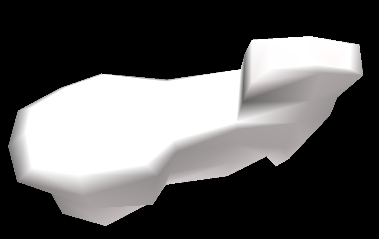 The player takes a spring up to this long platform, which is a rocky purple color with a grassy top. On the circular left part is a T_SPRING object, and in the ditch on the right is a LAUCHIN, giving the player a choice on how they want to proceed.