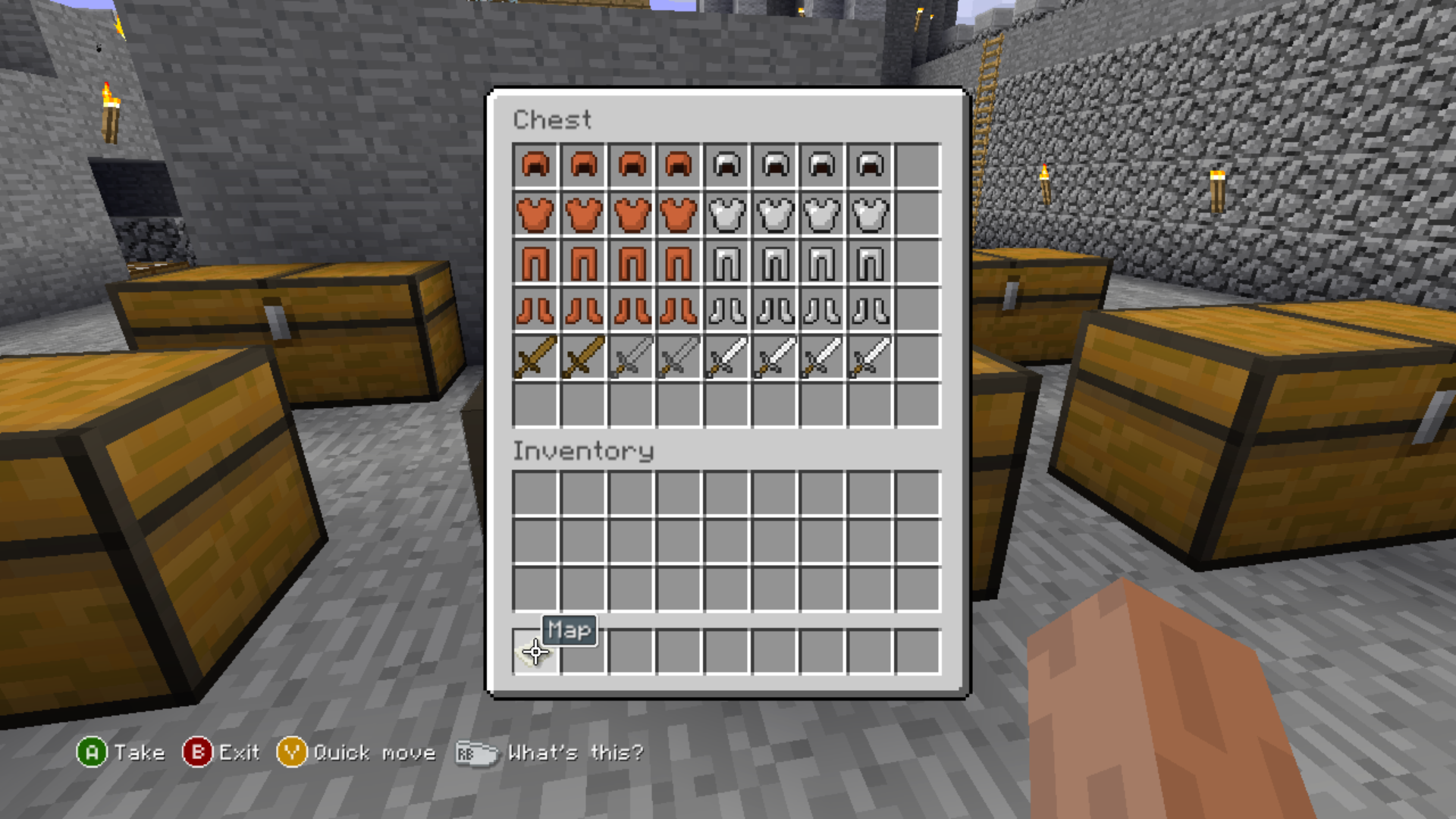 The contents of the chest on the second row and column. The contents of the chest on the second row and column.