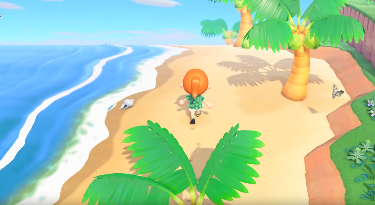 The beginning of the trailer, showing the player walking along the beach.