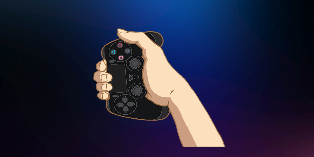 Instructional image showing how to hold the DualShock