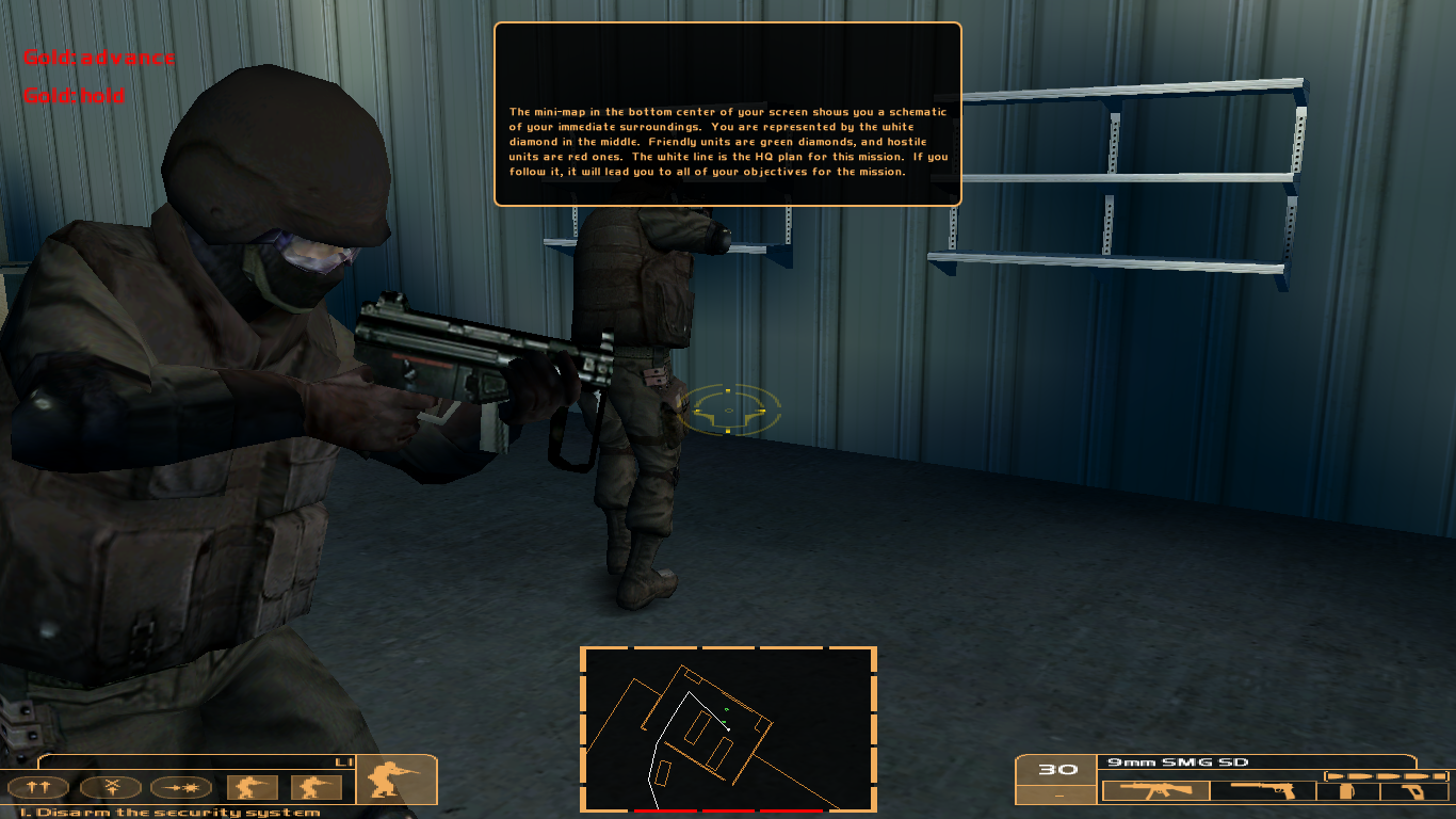 The "clip" MP5K, with a shorter magazine and a different front grip.