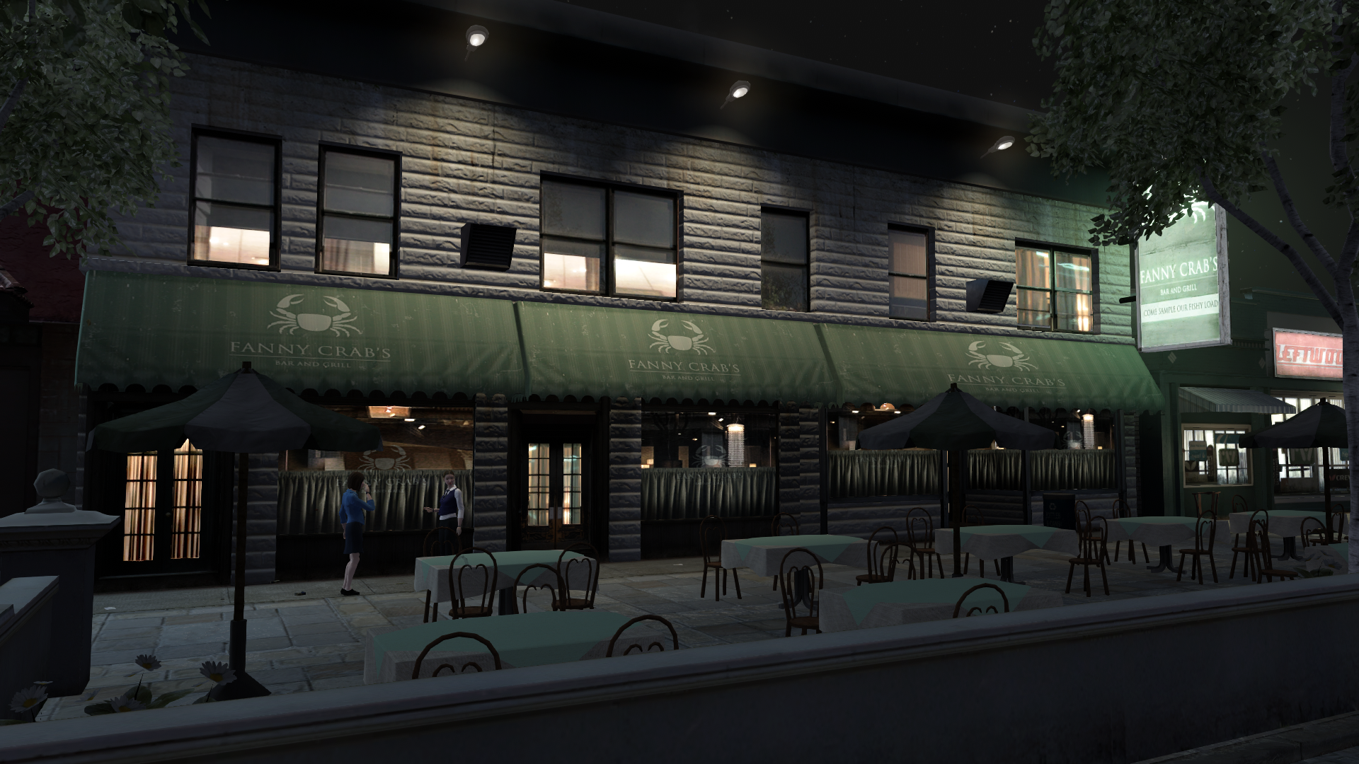 Fanny Crab's building that even has waitresses spawn close to it