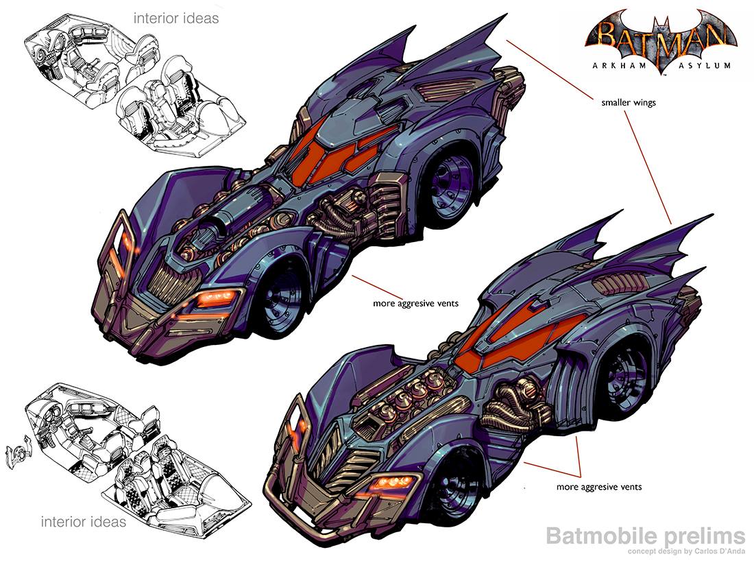 Early design of the Batmobile. Early design of the Batmobile.