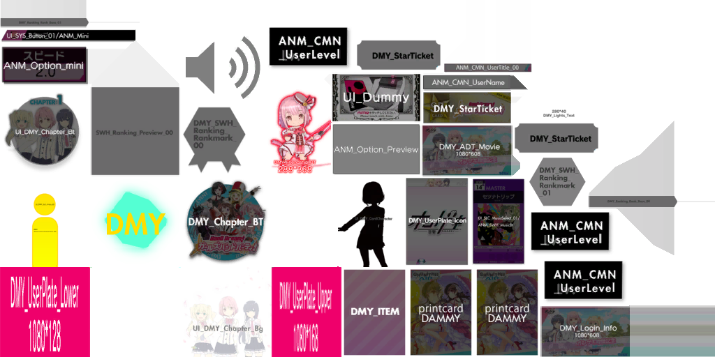 Dummy sprites that contain early sprites for Akari, Yuzu, and Aoi.