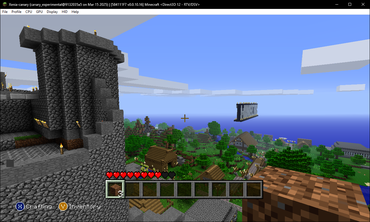 A view at the town, seen from a wall found alongside a mountain near spawn. A view at the town, seen from a wall found alongside a mountain near spawn.