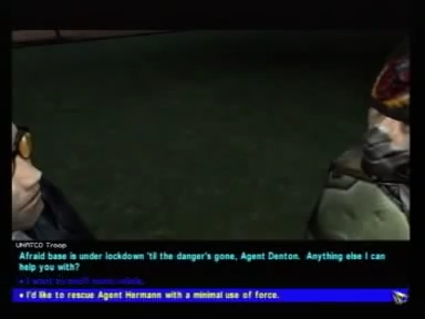 03:13 Different text: "I'd like to rescue Agent Hermann with minimal use of force.".