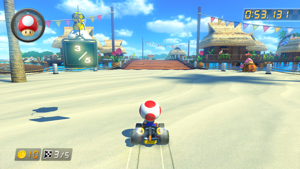 How the placeholder lap graphics look in-game when setting a track to 5 laps