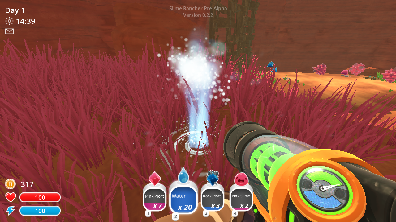 Water in the inventory along with its icon before the addition of the water tank in v0.3.0.