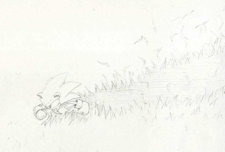 Sonic running in some sort of field.