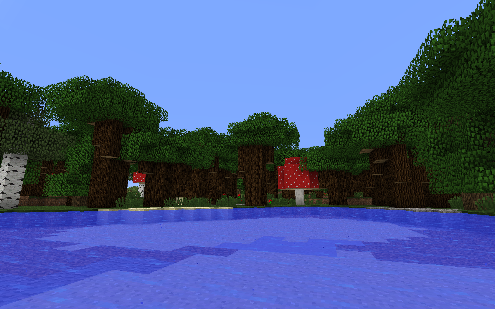 A screenshot of a roofed forest in 13w36a. A screenshot of a roofed forest in 13w36a.