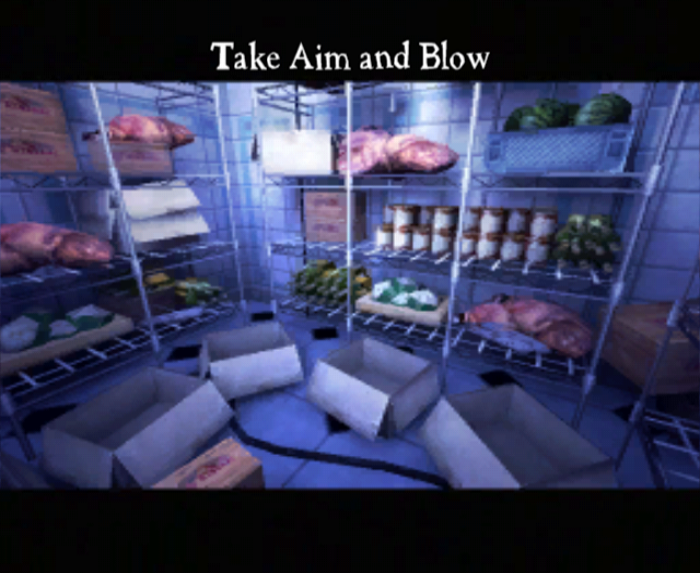 Serge's blowpipe minigame in the kitchen's storage cooler is called "Take Aim and Blow". Just like before, the minigame is not playable outside of the heist, and so the loading screen was left to be forgotten.
