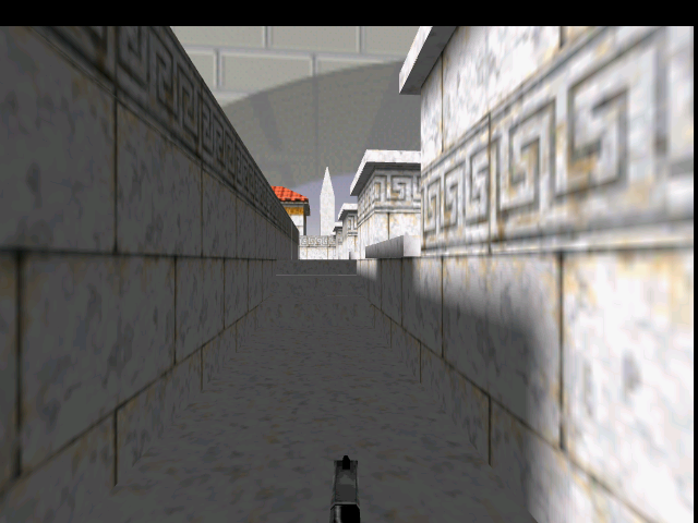Walking through the side path.