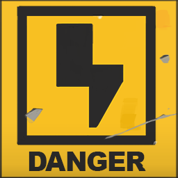A sign warning players of an electric hazard.