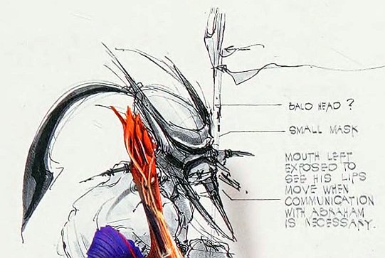 Early look of Big Face, with stitched lips similar to Abes.