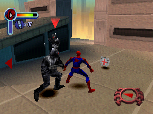 The exclamation marks. The thug in front is attacking Spider-Man, while the thug in back is alerted. The exclamation marks. The thug in front is attacking Spider-Man, while the thug in back is alerted.