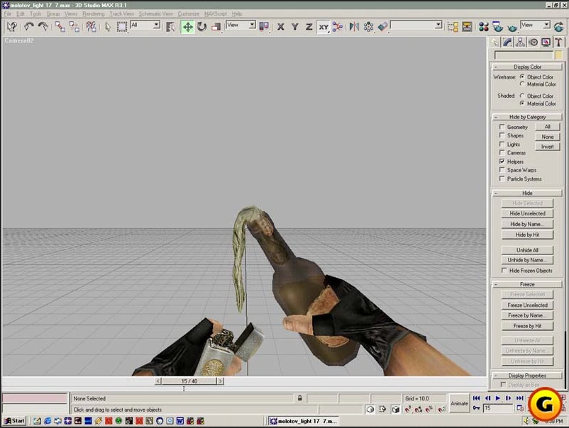 3DS Max screenshot of the Molotov Cocktail.