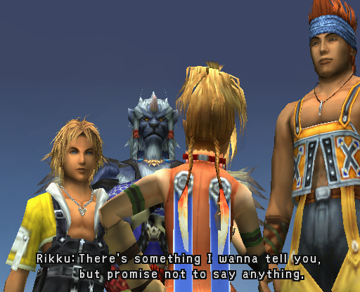 Rikku correctly oriented in cutscene. Rikku correctly oriented in cutscene.