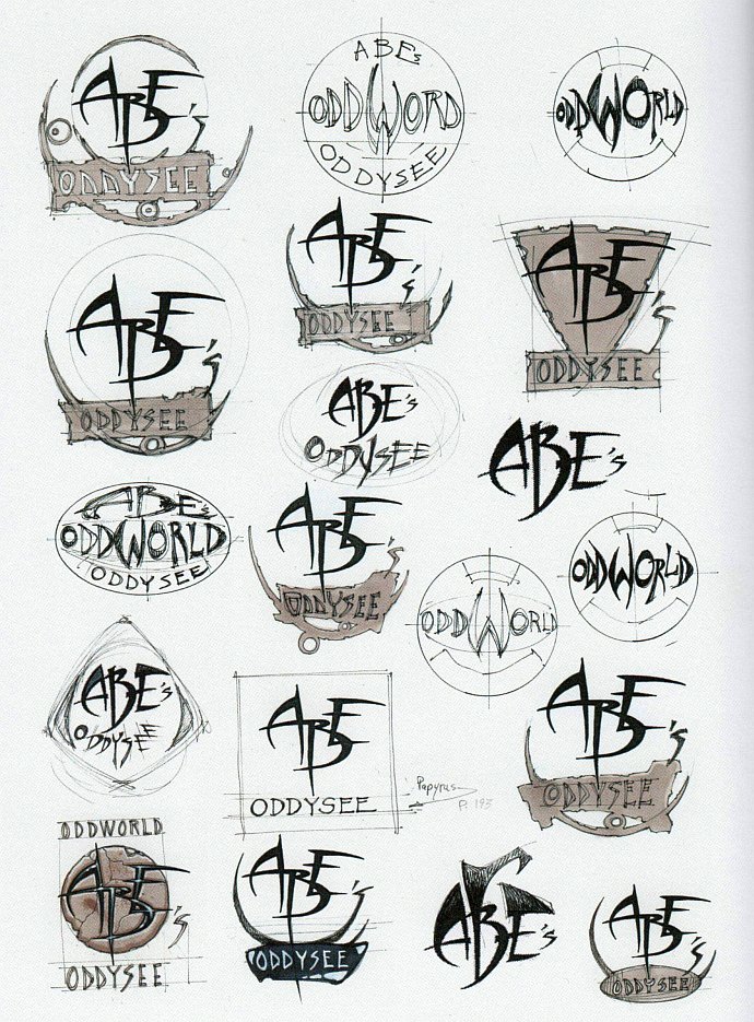 Early logos for Oddworld: Abe's Oddysee. Early logos for Oddworld: Abe's Oddysee.