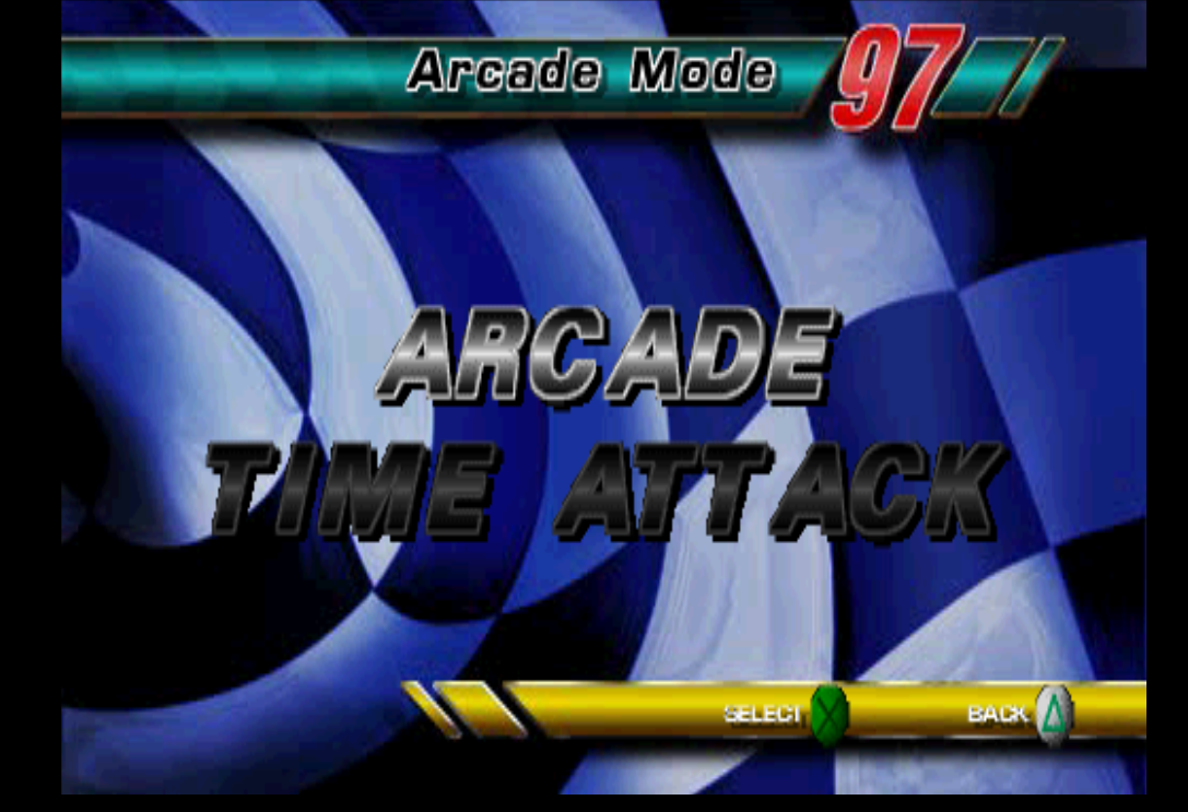 Arcade Mode race type selection.