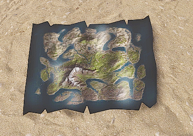 In-game screenshot of the Paper Map's world model.