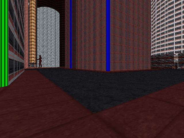Road that leads from the center to the US Bank building. Road that leads from the center to the US Bank building.