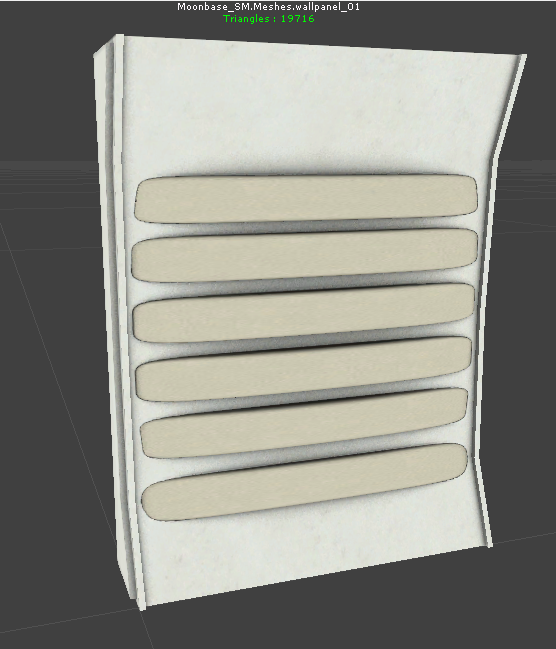 An unused wallpanel model, with 20k triangles... yeesh. An unused wallpanel model, with 20k triangles... yeesh.