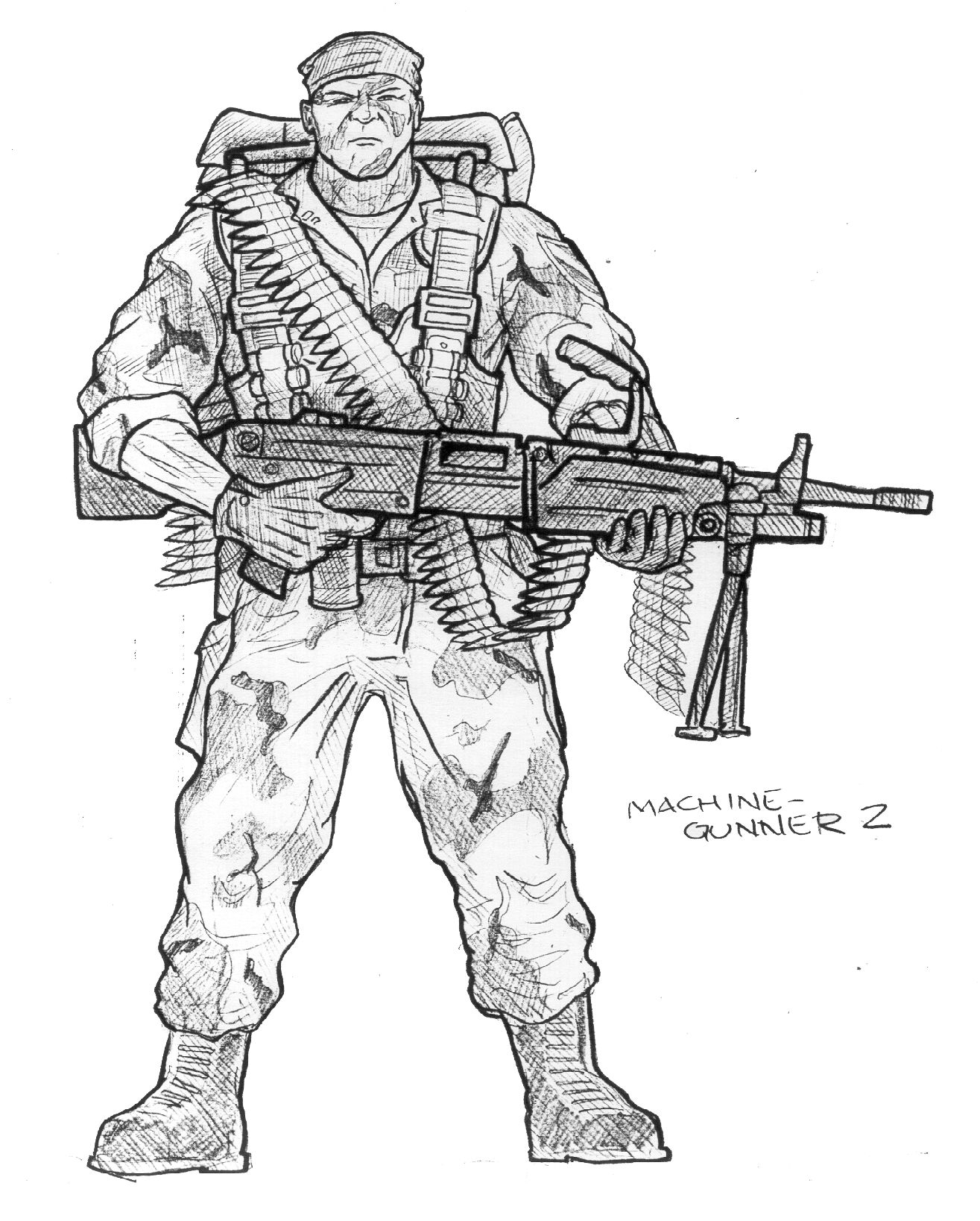 Machine Gunner concept art. Machine Gunner concept art.