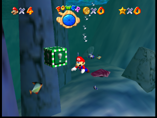 Removed Metal Cap box (2). Placed underwater, which is odd considering that Mario cannot destroy item boxes underwater. Perhaps this was a scrapped ability for Metal Mario? Removed Metal Cap box (2). Placed underwater, which is odd considering that Mario cannot destroy item boxes underwater. Perhaps this was a scrapped ability for Metal Mario?