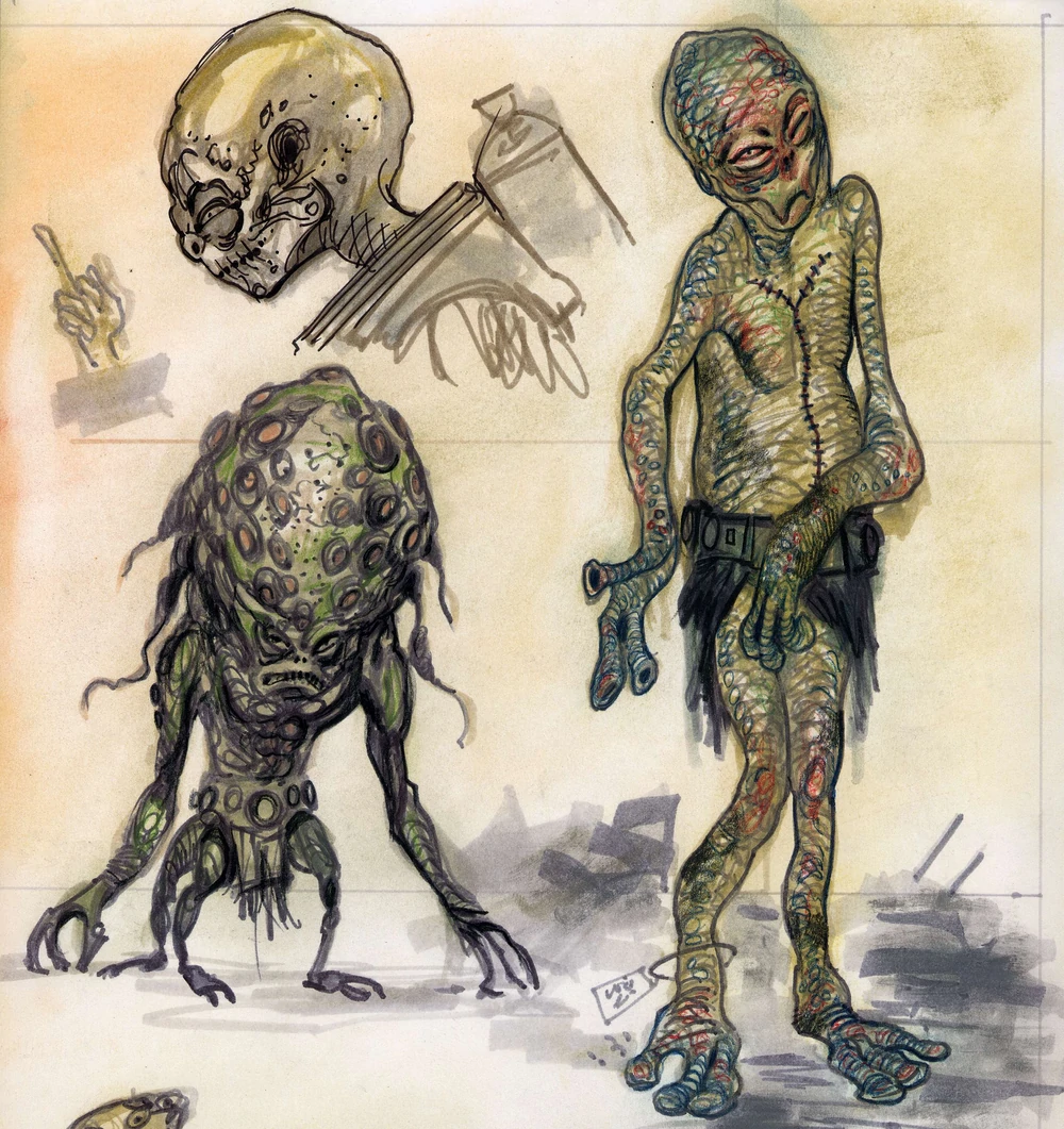 Alien with visible surgical sutures and ankle tag. Alien with visible surgical sutures and ankle tag.