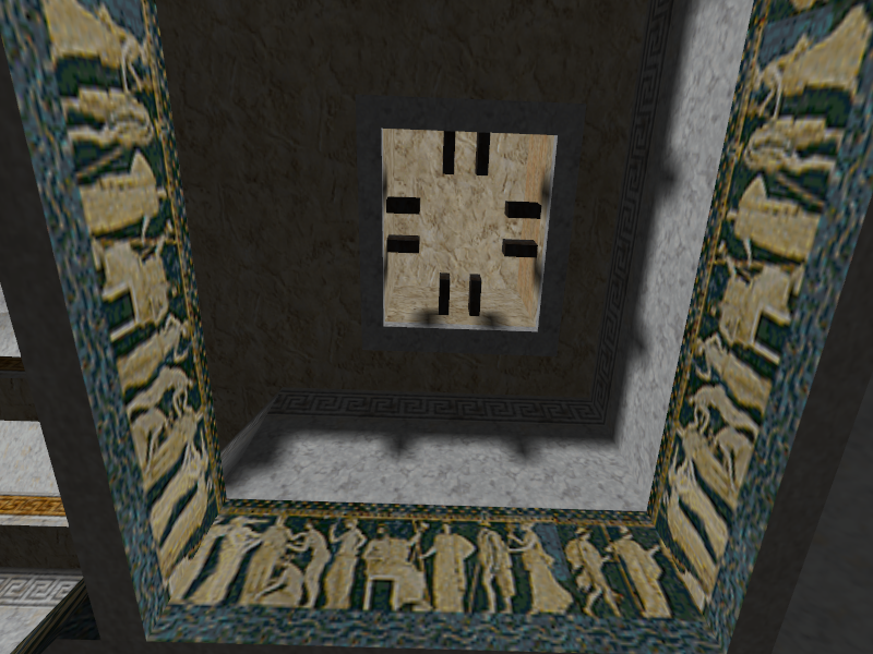 Decoration on the roofs above the corners in the water room.