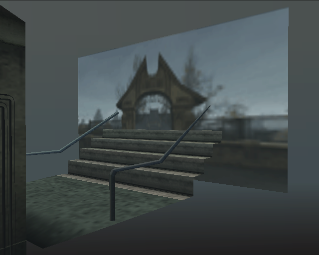 View of the stairs behind the door. View of the stairs behind the door.