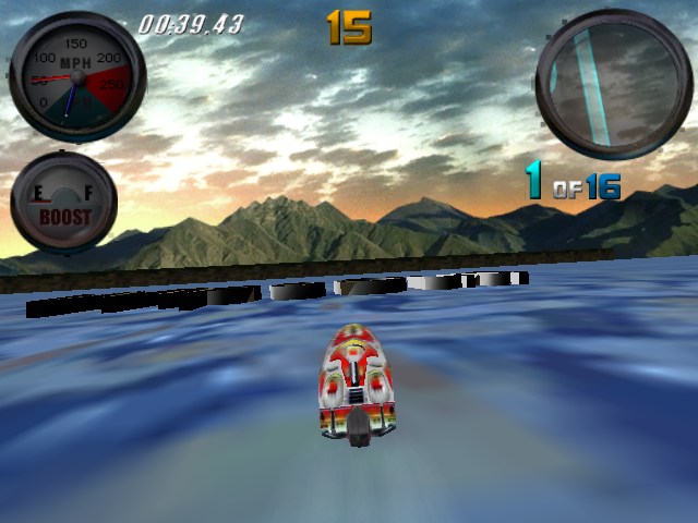 3D text that reads "WIPEOUT". Crashing into it will cause your boat to flip out. 3D text that reads "WIPEOUT". Crashing into it will cause your boat to flip out.