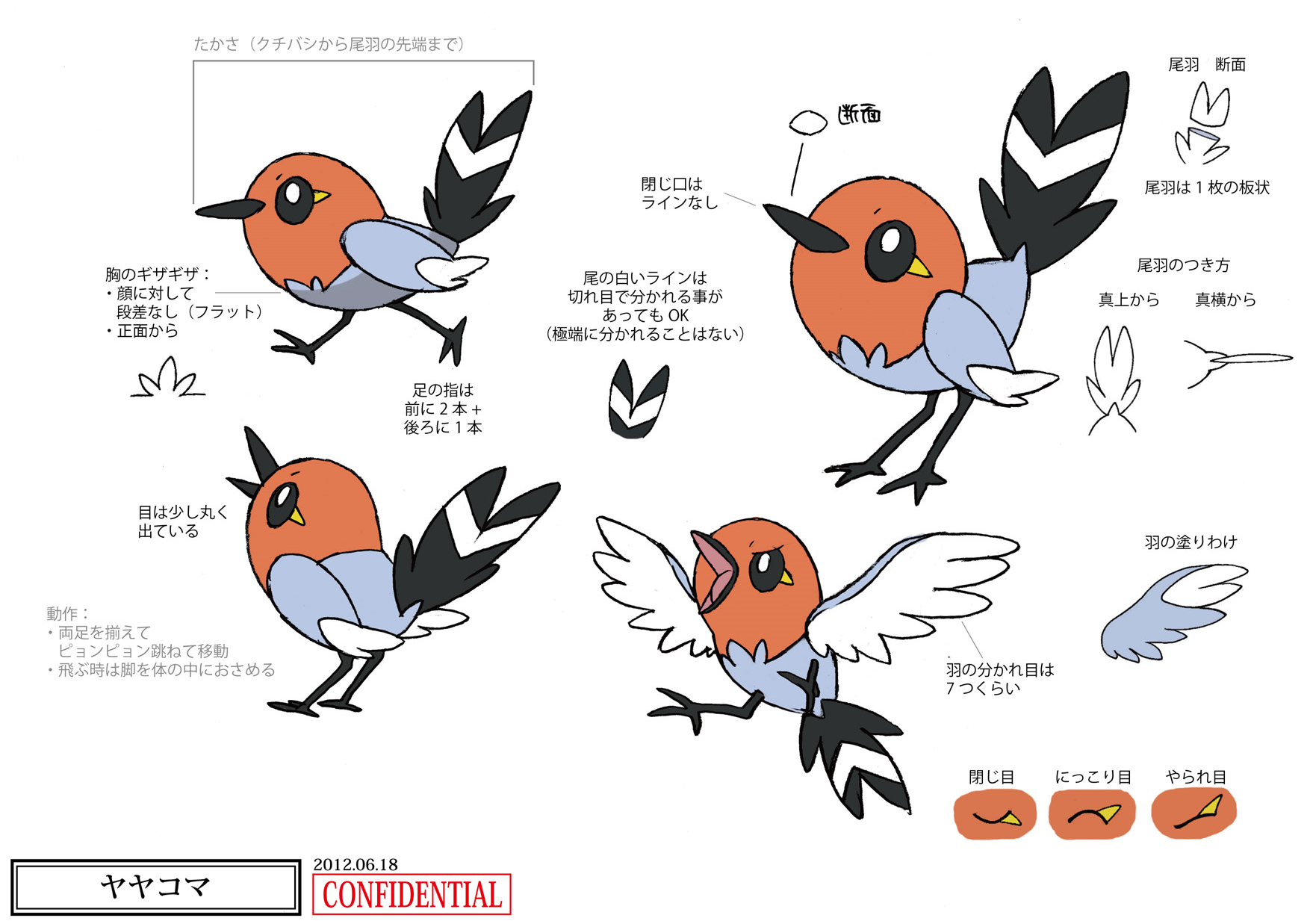 PokeXY_ConceptArt_ヤヤコマ_三面図.png