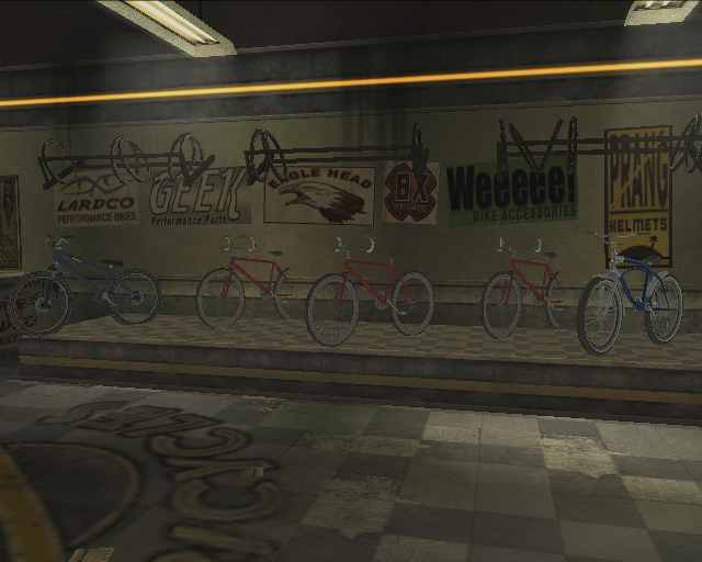 Store_Bike_Item2 and Store_DT_Comic_Item4. (In order. Red Racer bike model used as the bikes for unused slots are unknown)