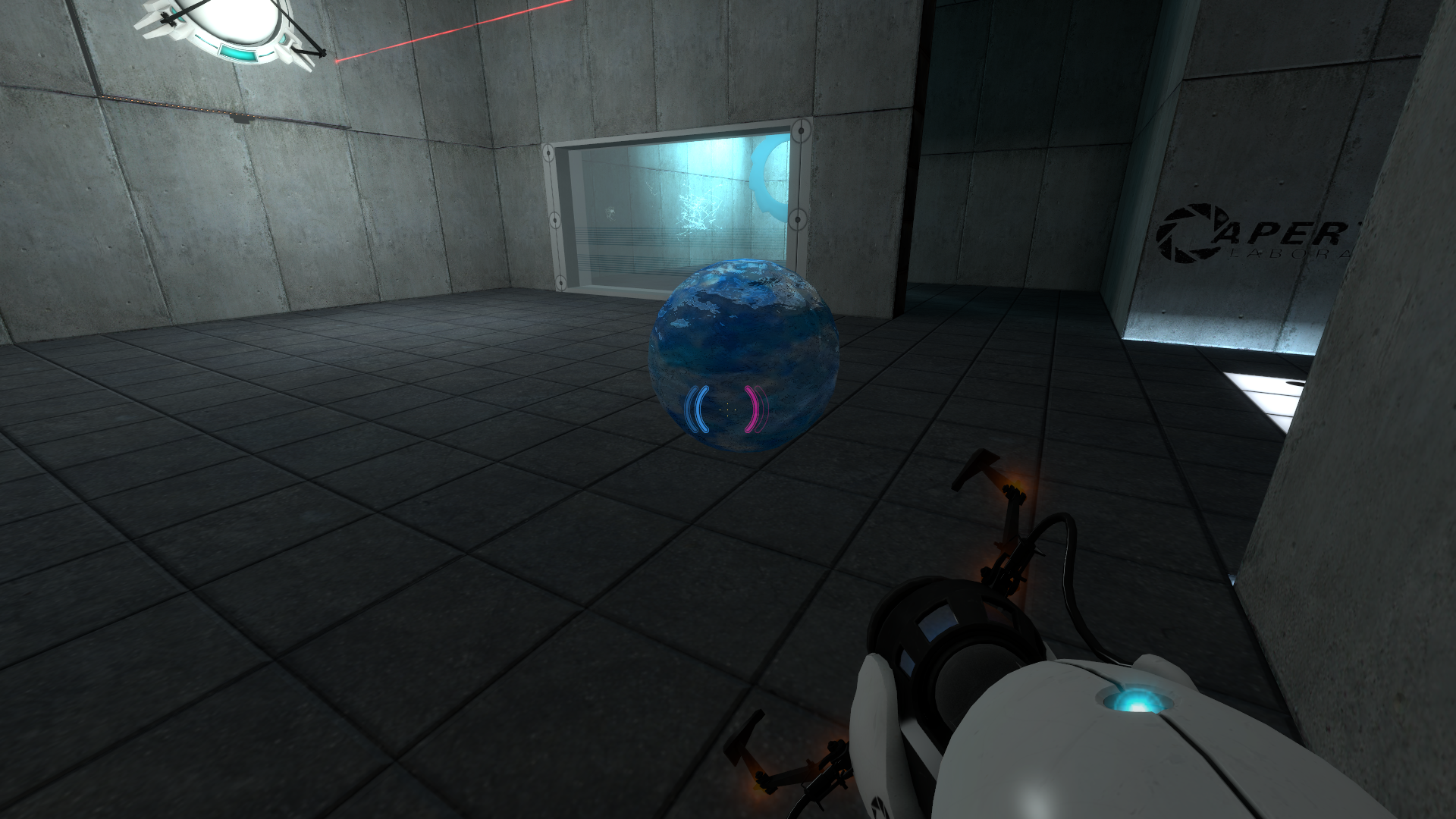In the starting area, there is a stationary portal gun projectile. In the starting area, there is a stationary portal gun projectile.